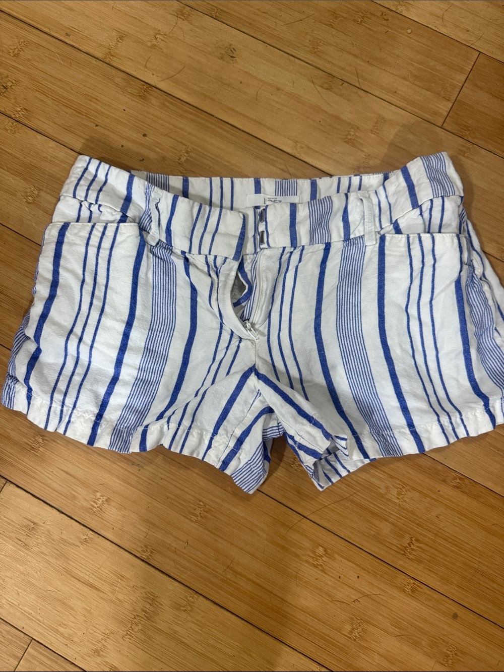 Women's Blue & White Striped Casual Shorts